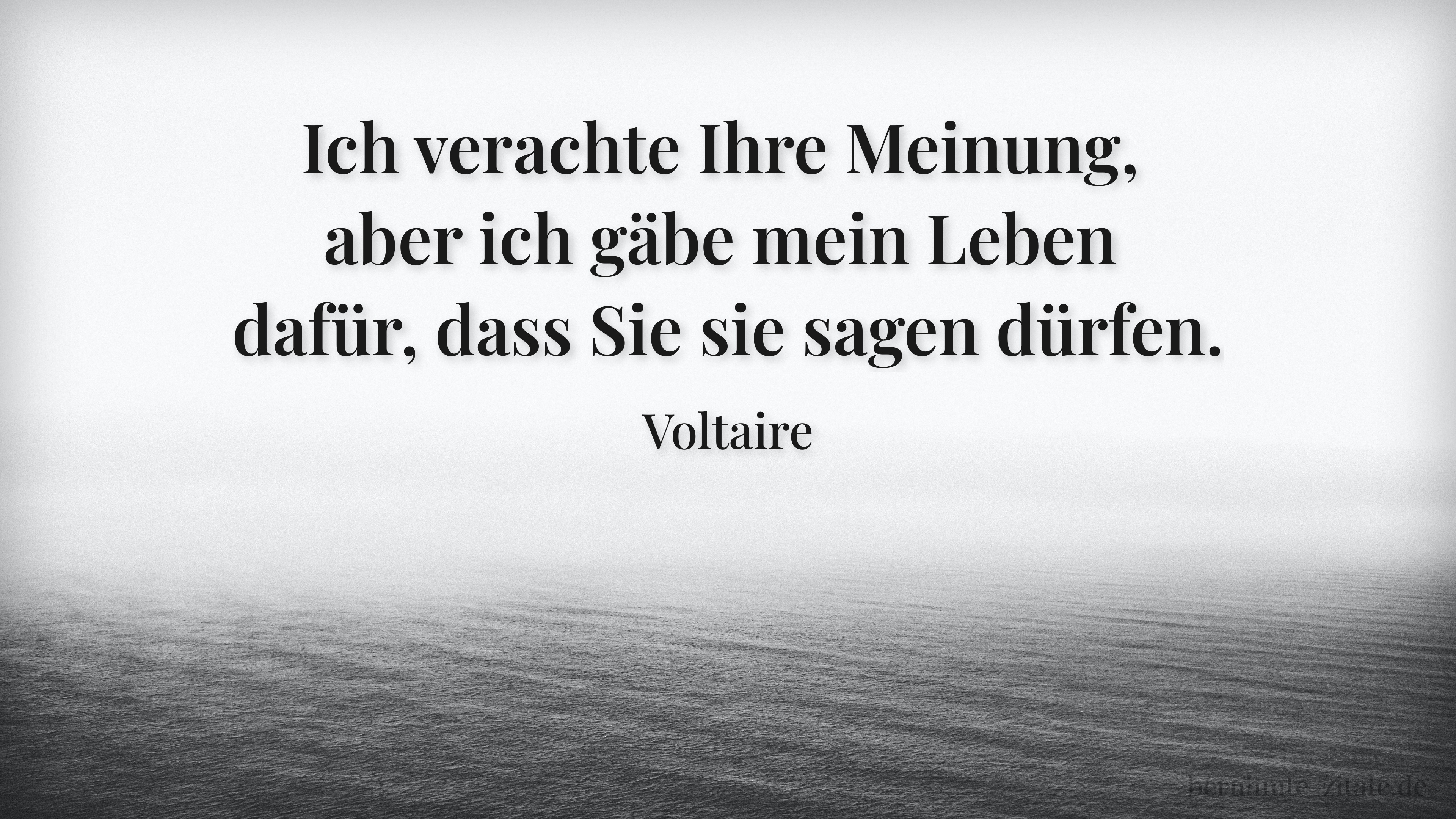 Voltaire zitat: „Ich verachte Ihre Meinung, aber ich gäbe mein Leben dafür, dass Sie sie sagen dürfen.“