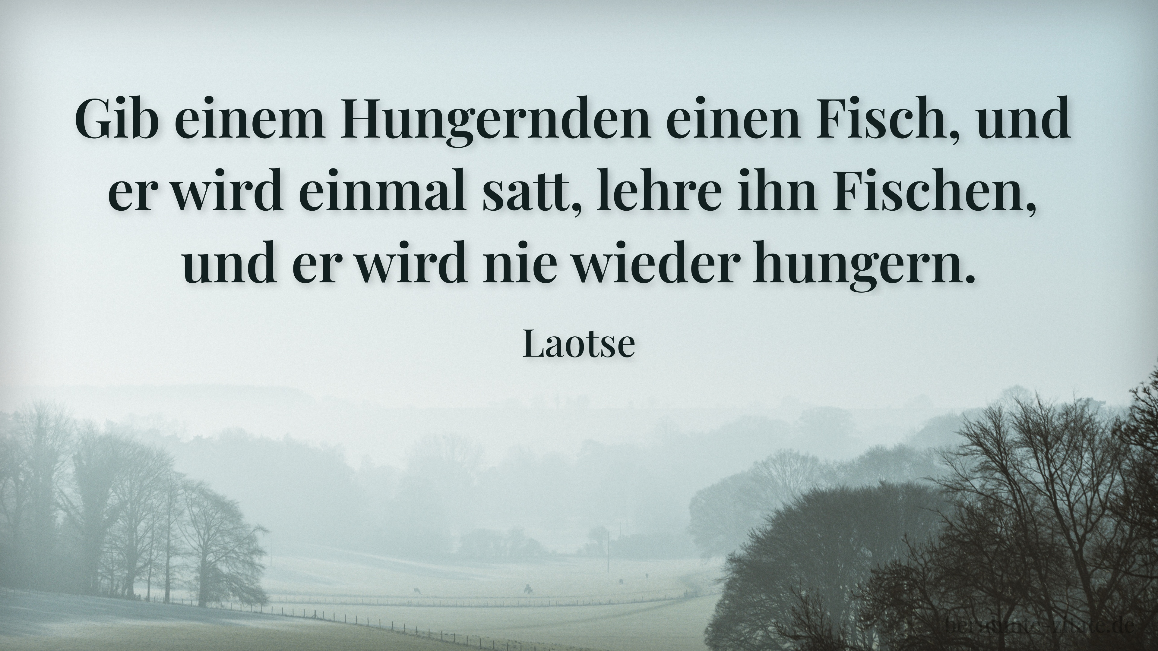 Laotse zitat: „Gib einem Hungernden einen Fisch, und er wird einmal satt, lehre ihn Fischen, und er wird nie wieder hungern.“