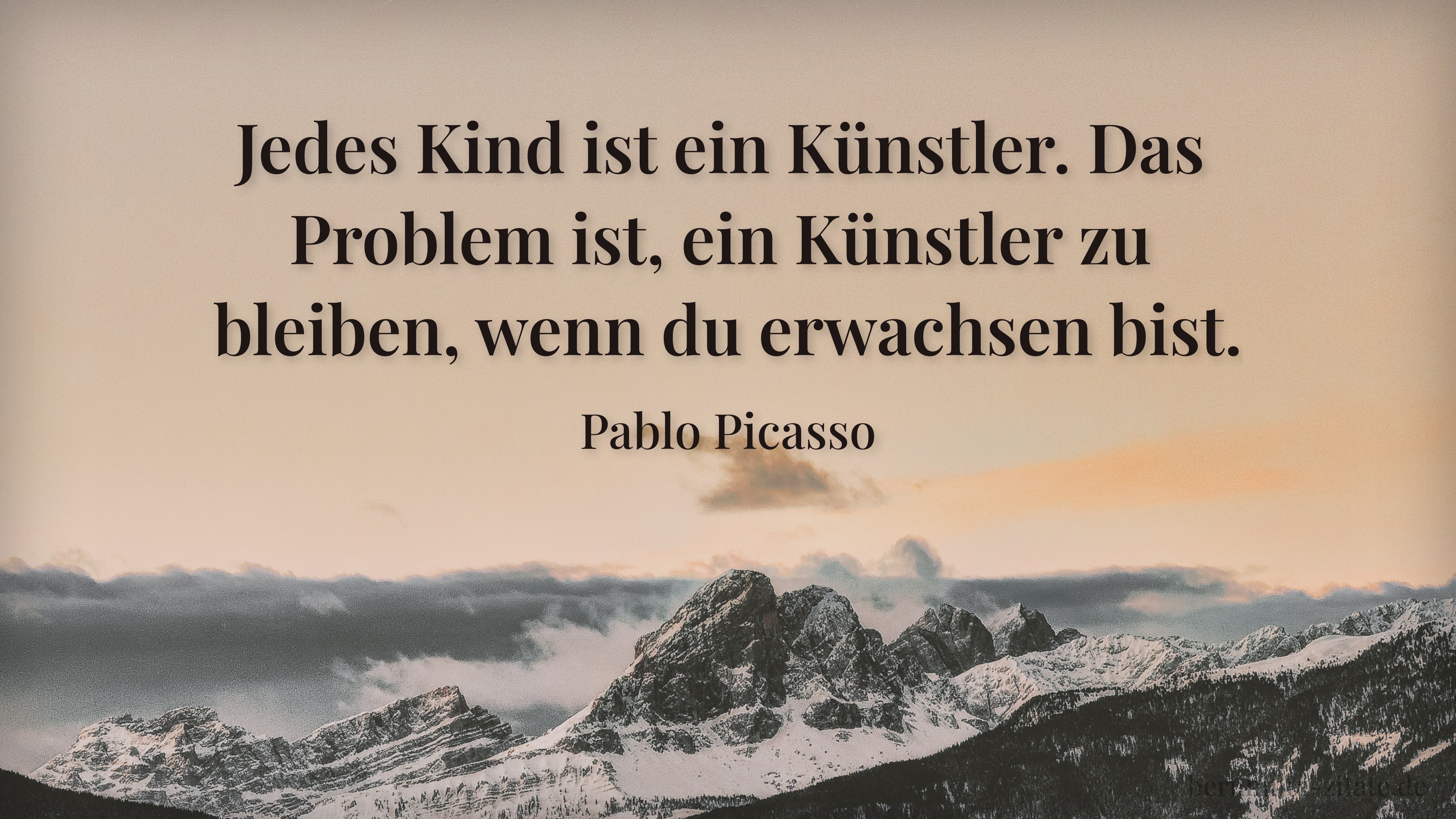 Pablo Picasso zitat: „Jedes Kind ist ein Künstler. Das Problem ist, ein Künstler zu bleiben, wenn du erwachsen bist.“