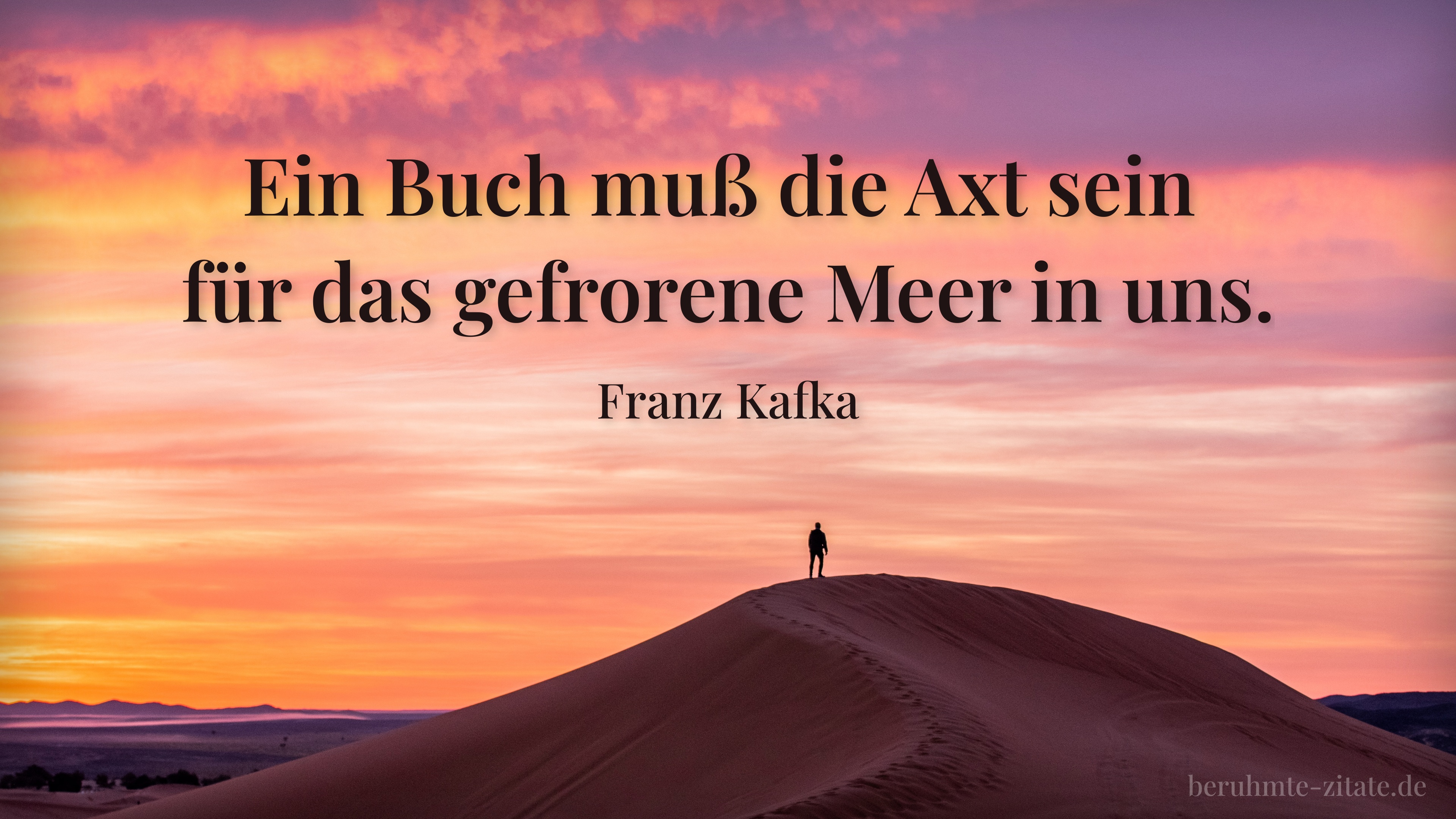 Franz Kafka zitat: „Ein Buch muß die Axt sein für das gefrorene Meer in uns.“