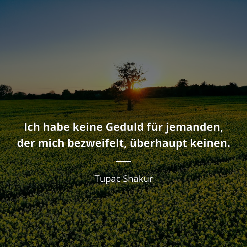 Tupac Shakur zitat: „Ich habe keine Geduld für jemanden, der mich bezweifelt, überhaupt keinen.“