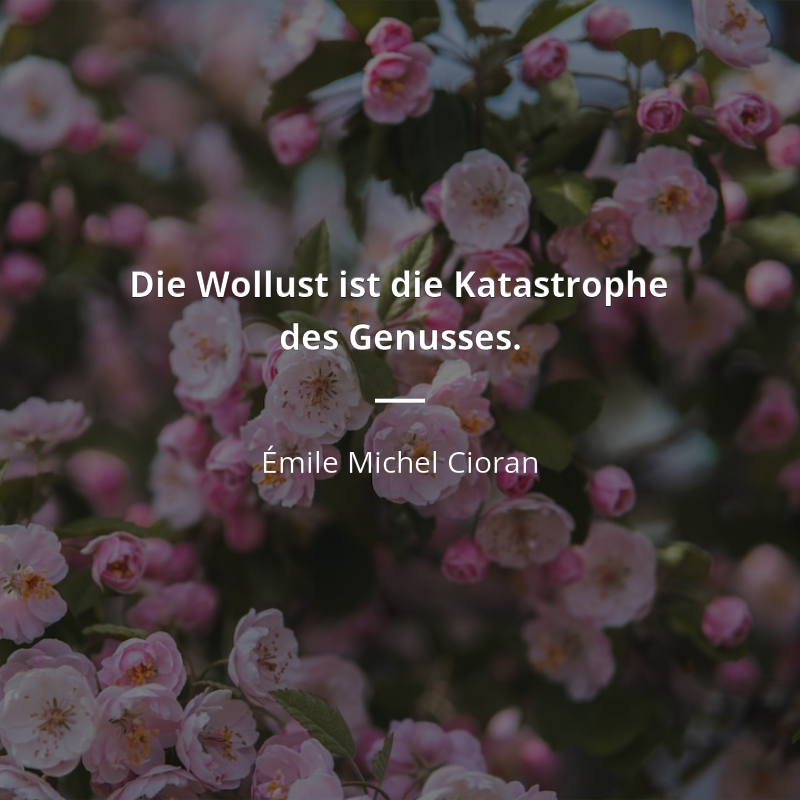 Émile Michel Cioran zitat: „Die Wollust ist die Katastrophe des Genusses.“