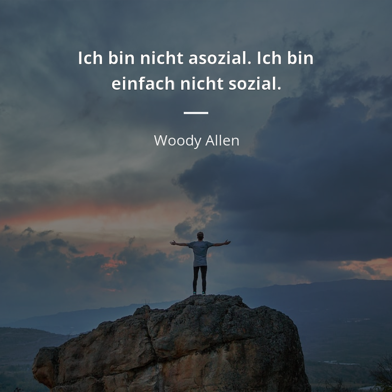 Woody Allen zitat: „Ich bin nicht asozial. Ich bin einfach nicht sozial.“