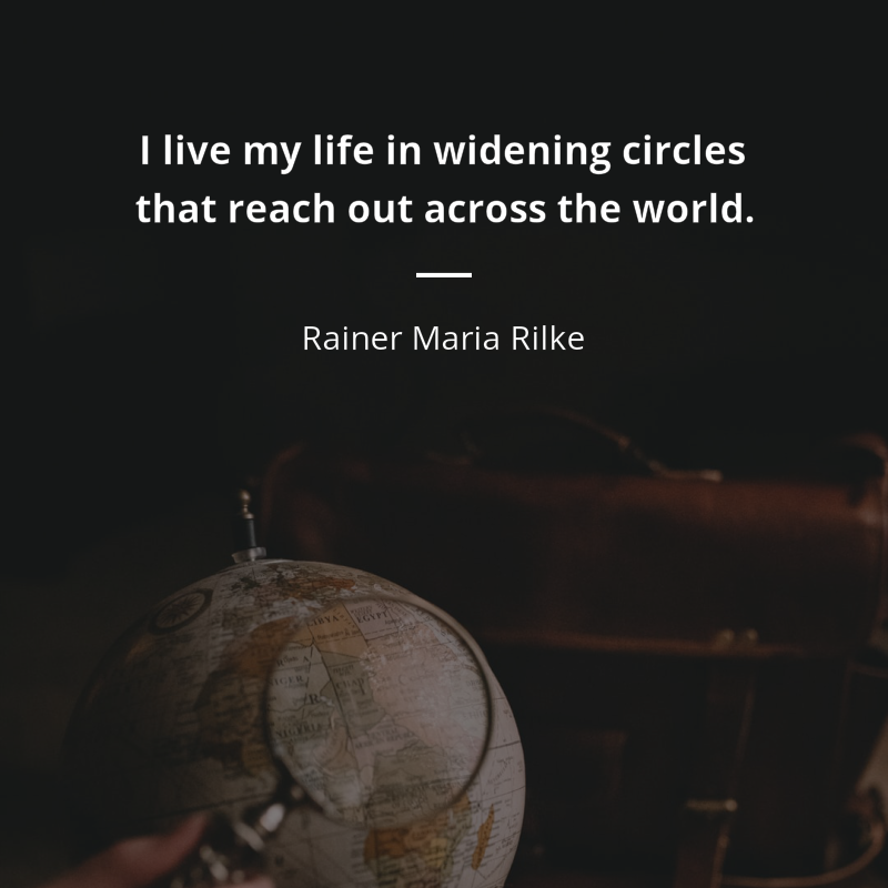 Rainer Maria Rilke zitat: “I live my life in widening circles that reach out across the world.”