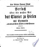 Versuch über die wahre Art das Clavier zu spielen